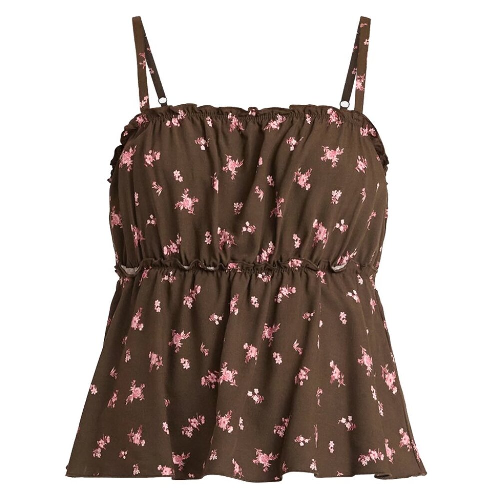 Plus Size XXL (20) No Boundaries Cute Floral Cottagecore Ruffle Crop Cami NWT
